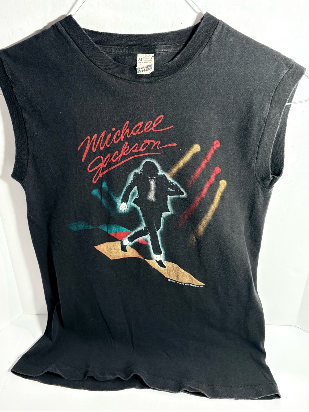 Vtg 1984 Michael Jackson Victory Tour Sleeveless T Shirt Billie Jean Muscle M